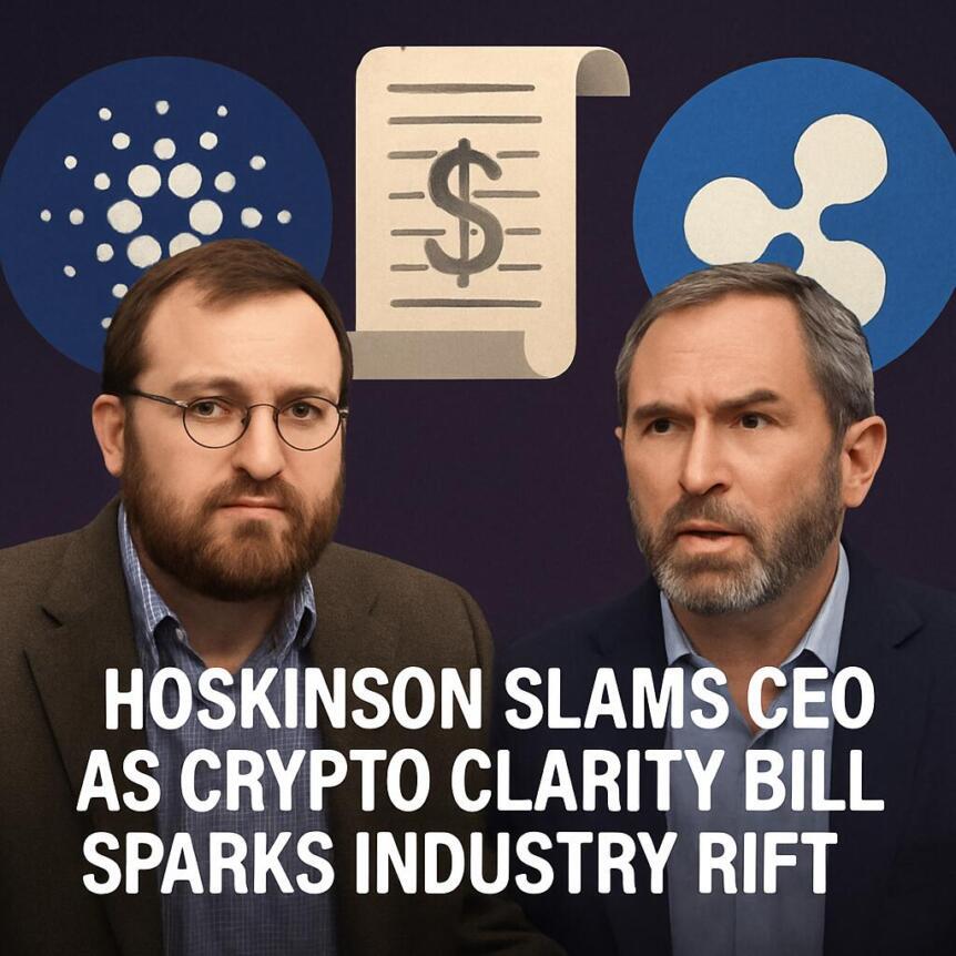 Hoskinson Slams Ripple CEO As Crypto Clarity Bill Sparks Industry Rift