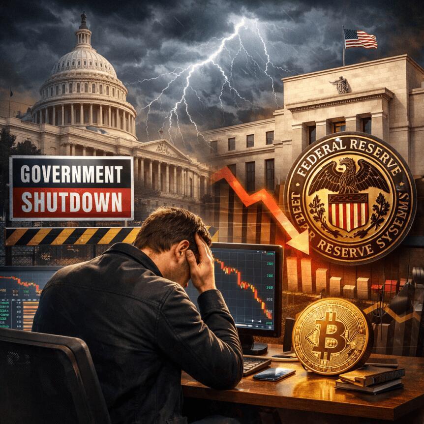 Bitcoin Traders Pause As US Shutdown, Fed Policy Shift Sparks Fear
