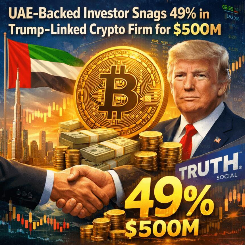 UAE-Backed Investor Snags 49% In Trump-Linked Crypto Firm For $500M
