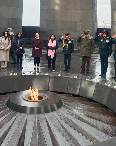 CDS Gen Anil Chauhan Lays Wreath At Armenian Genocide Memorial In Yerevan