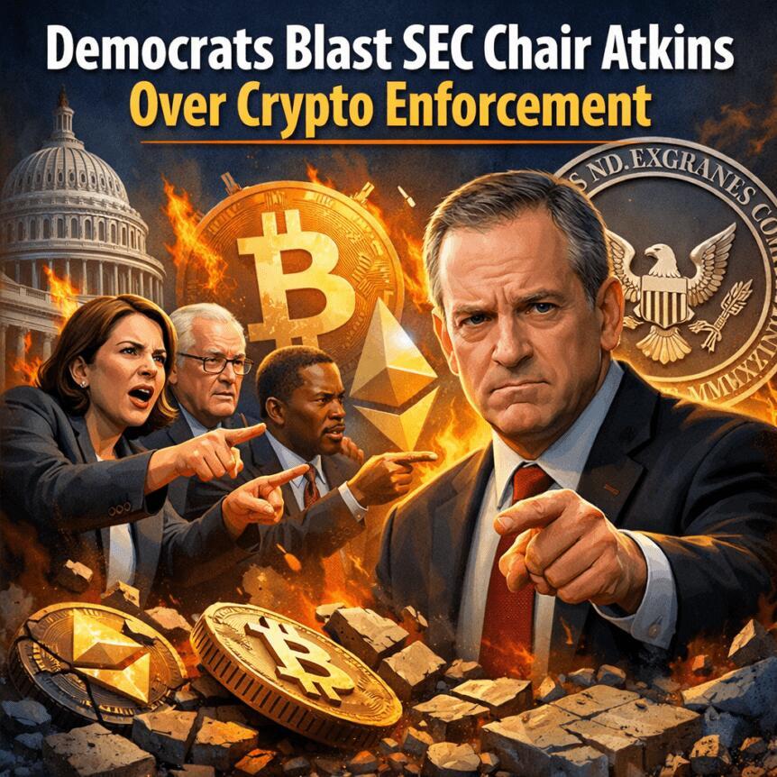 Democrats Blast SEC Chair Atkins Over Crypto Enforcement