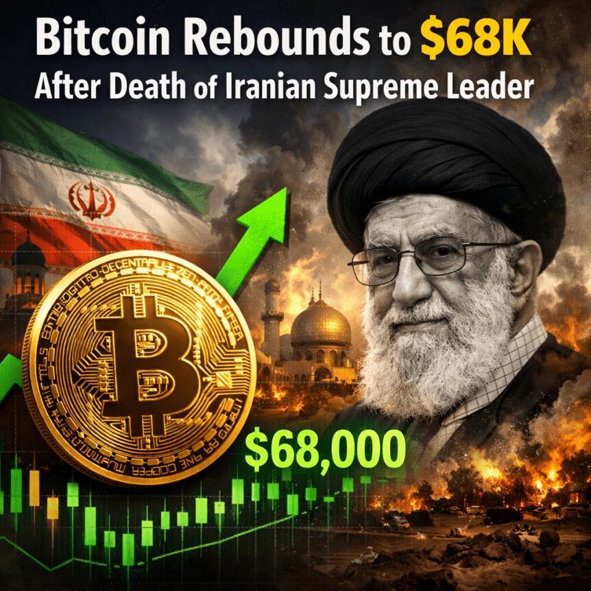 Bitcoin Rebounds To $68K After Death Of Iranian Supreme Leader
