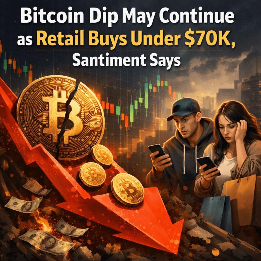 Bitcoin Dip May Continue As Retail Buys Under $70K, Santiment Says
