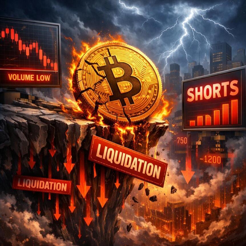 Bitcoin Faces Liquidation Risk Amid Falling Volume And Rising Shorts