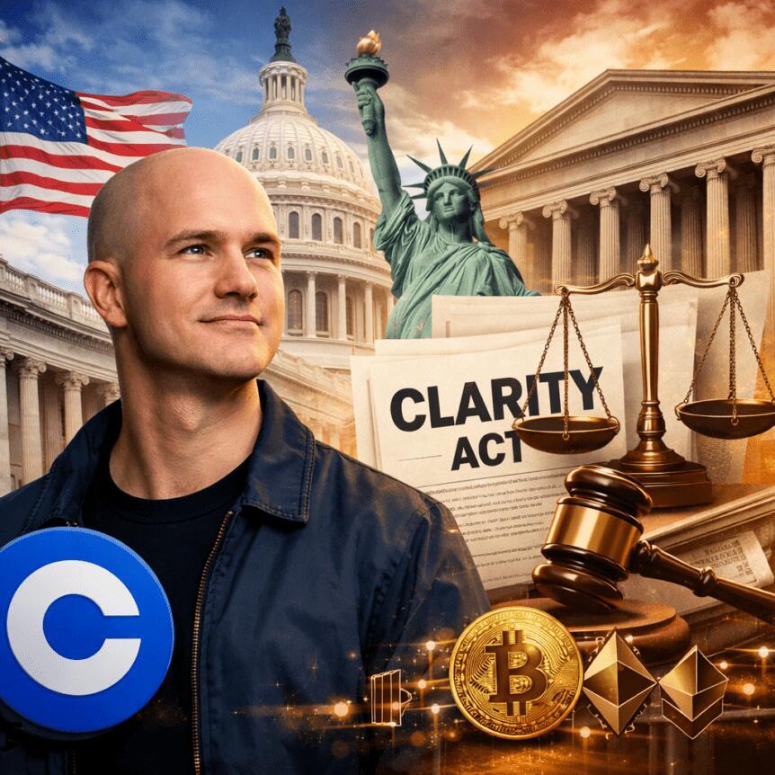 Coinbase CEO Backs U.S. Treasury's Bid To Pass CLARITY Act