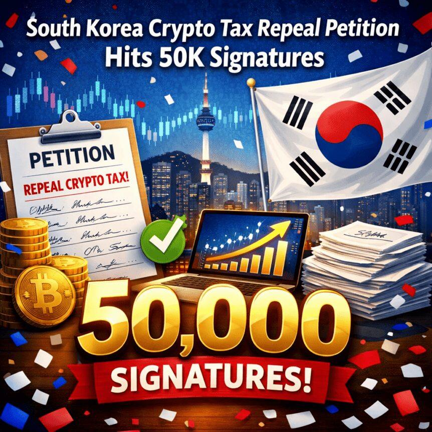 South Korea Crypto Tax Repeal Petition Hits 50K Signatures