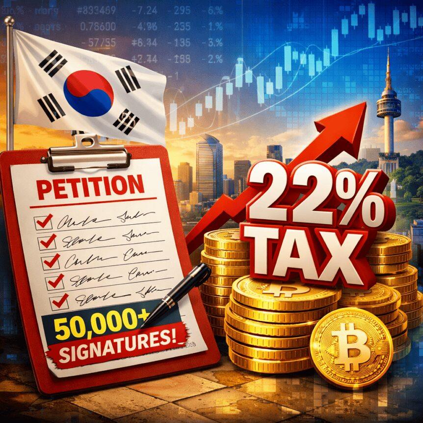 South Korea's 22% Crypto Tax Petition Surpasses 50,000 Signatures